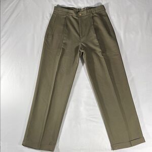 Nautica mens olive green double pleated polyester dress pants - size 33x31.5